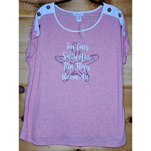 New Exclusive One Women's 2X Plus Size Blouse Pink Comfy Top Casual Beach Shirt - Picture 9 of 16